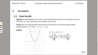 Grafisch onderzoek van functies Symmetrie even en oneven functies les 5 [upl. by Bernhard494]