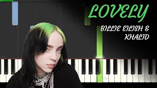 Lovely  Billie Eilish amp Khalid  EASY Piano Tutorial [upl. by Merilee426]