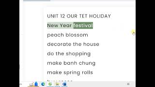 UNIT 12 OUR TET HOLIDAY Global Success 5 vocabulary [upl. by Ahseik]