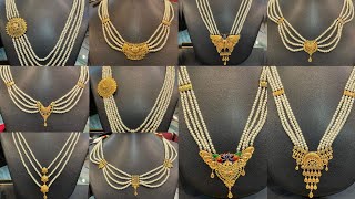 Gold pearl long necklace designs with priceLong pearl necklace designsPearl long chain designs [upl. by Roberson467]