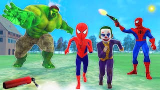 team spider man vs bad guy monster Hulk ► SpiderMan rescue kid Spiderman  kid joker  funny Horror [upl. by Allix]