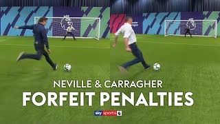 Neville amp Carragher play FORFEIT Penalties loser wears rival clubs shirt 😅 [upl. by Orvah977]