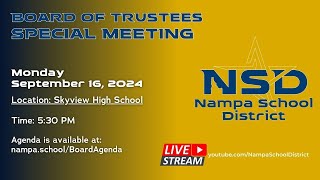 Special Board of Trustees Meeting Monday September 16 2024 [upl. by Nicolas]