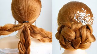 Easy Updos For Long Hair For Beginners  Wedding Hairstyle Bridal [upl. by Garett]