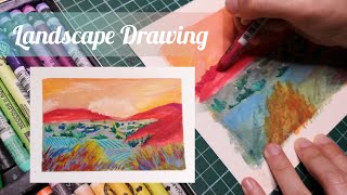 Landscape Drawing using Neocolor II [upl. by Aurelie]