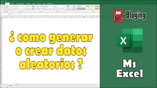 EXCEL  ¿COMO GENERAR O CREAR DATOS ALEATORIOS [upl. by Alexandros963]