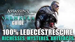 ASSASSINS CREED VALHALLA  100 LEDECESTRESCIRE  Richesses Mystères Artefacts GUIDE TERRITOIRES [upl. by Anaicilef]