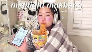 MIDNIGHT MUKBANG ep1 Cooking Korean convenience store food at 1am [upl. by Nylidam]