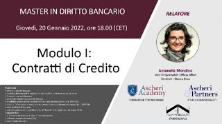 Master in Diritto Bancario  Modulo I quotContratti di Creditoquot [upl. by Mattson]