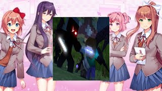 Ddlc Reacts to Herobrine Vs Null Minecraft Animation [upl. by Bosson]