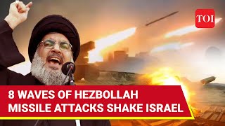 Hezbollah Rains 170 Missiles On IDF HQ 5 Israeli Cities 3 Military Bases In Massive Attack [upl. by Desirae]