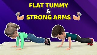 FLAT TUMMY  STRONG ARMS ARM amp CORE EXERCISES FOR KIDS 15 MINUTES [upl. by Amesari]