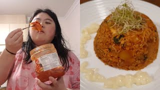 REAL MUKBANG COOKING VLOG Using Leftovers Delicious Kimchi Fried Rice Recipe [upl. by Danyluk]