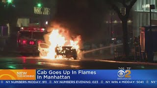 Cab Catches Fire In Hells Kitchen [upl. by Ardnuaet490]