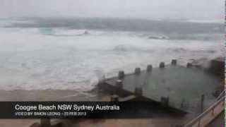 English backpackers still swim in torrential storm at Coogee Beach [upl. by Fotzsyzrk751]