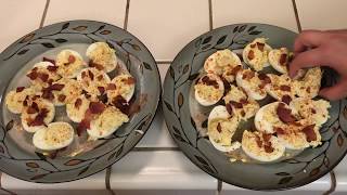 KETO SNACK Chicken BACON Deviled Eggs LOW CARB [upl. by Karwan166]