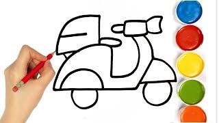 How to draw Cute Motor Bike Colouring for Kids amp Toddlers  Draw Paint and Learn  Toto Art [upl. by Retsof120]