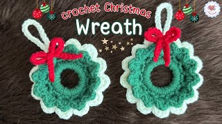 So Cute Easy Crochet Christmas Wreath  DIY Christmas Ornaments [upl. by Farhi]