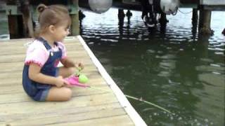 2 year old girl fishing catch and release get em karley [upl. by Ardnoel881]