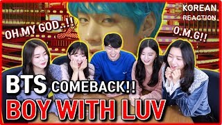 REAKSI CEWEK CANTIK BTS  Boy With Luv feat Halsey Official MV  kpop korean reaction [upl. by Auqinimod156]