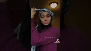 How to tie a kufiya to a hijab 🤍 الكوفية hijabi tiktokhijab hijabiz palestinian hijabista [upl. by Eyram]