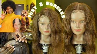 Making A DIY 2x5 Ventilated Lace Wig With Just 2 Bundles Of Human Hair  From Scratch [upl. by Ahsatniuq]