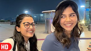 Rashmika Mandanna Hiding Behind Bestie Kalyani Priyadarshan at Mumbai Airport [upl. by Yennek]