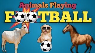 3 Animals playing for football ⚽ Cow Dog Horse cartoon video starkids28 [upl. by Malchus950]