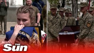 Ukrainians pay tribute at funeral of US volunteer killed in Bakhmut [upl. by Owades199]