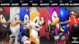 Sonic vs Tails vs Shadow vs Knuckles vs Silver vs Eggman vs Metal Sonic in Super Smash Bros Ultimate [upl. by Salli]