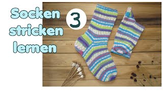 Socken stricken lernen TEIL 3 von 5  Maschenaufnahme nach der Ferse [upl. by Rea]