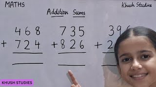 Addition of Three Digit Numbers with carrying AdditionCarry over Addition for Gradeclass 1 amp 2 [upl. by Lindsey]