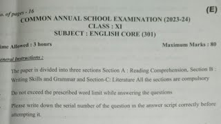 class 11 english paper 2024 final exam english question paper class 11  doe english paper solution [upl. by Wachter]