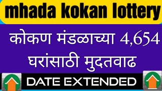 Mhada Lottery कोकण मंडळाच्या 4654 घरांसाठी मुदतवाढ Kokan Lottery 2023 Date Extended Mhadalottery [upl. by Elnukeda40]