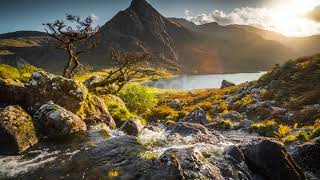 Landscape at Snowdonia National Park in Wales UK  Crane Shot 4K stock video [upl. by Natlus]