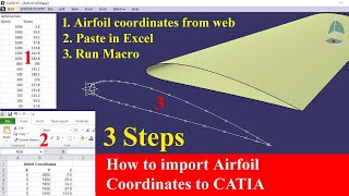 How to import airfoil coordinates in CATIA  Step by step procedure [upl. by Namas509]