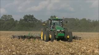 JOHN DEERE 8370R DISKING CORN STALKS SCOTT FARMS 2017 SUMMER TILLAGE [upl. by Hands6]