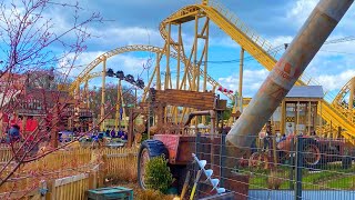 Tornado Springs At Paultons Park  4K Area Walkthrough [upl. by Nodnerb761]