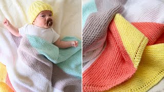 How To Knit A Baby Blanket For Beginners Super Easy [upl. by Latterll]