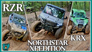 Rocky Ozark trails Kawasaki KRX Polaris Xpedition Northstar RZR CanAm SXS off roading [upl. by Ileek874]