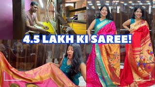 I visited a PAITHANI Manufacturer in YEOLA Original Paithani Sarees with PRICE Pandat Paithani [upl. by Taddeo223]