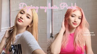 How i bleached and dye my hair PINK at home bremod 1045 very light ash pink [upl. by Silas]