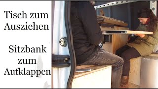 Folge 7  Sitzbänke und ausziehbarer Tisch im Campervan  Kastenwagen Wohnmobil Selbstausbau [upl. by Ecinaej348]