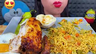 Asmr Maggi Masala Noodles Whole Roast Chicken Grilled Peppers Mukbangasmr eatinsounds asmrfood [upl. by Treiber]