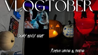 LAST VLOGTOBER  1st time carving pumpkins 🫣 pumpkin painting scary movie night mom amp son QT 🎃👻 [upl. by Criswell]