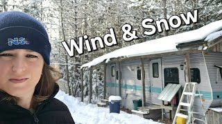 Stuck in a Windy Snow Storm  Full Time Off Grid RV Living [upl. by Kwok]