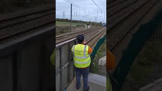 MY SUPPORT WORKER VIDEOING CLASS 803 AND CLASS 180 GC PASSES HURN ROAD FOOTBRIDGE WITH HORN 131124 [upl. by Aidyn555]