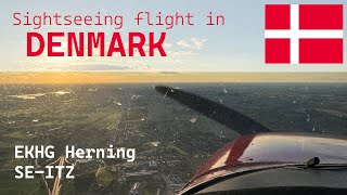 Sightseeing flight in Denmark from EKHG Herning til Århus [upl. by Lisandra778]