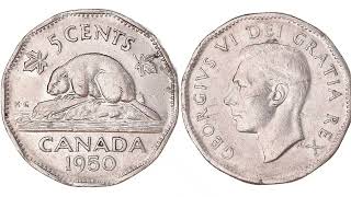 CANADA 1950 5 CENTS COIN VALUE  REVIEW [upl. by Anyar]