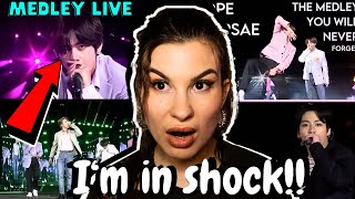 BTS  Dope  Baepsae  Fire  Run MEDLEY LIVE  REACTION [upl. by Yadseut]